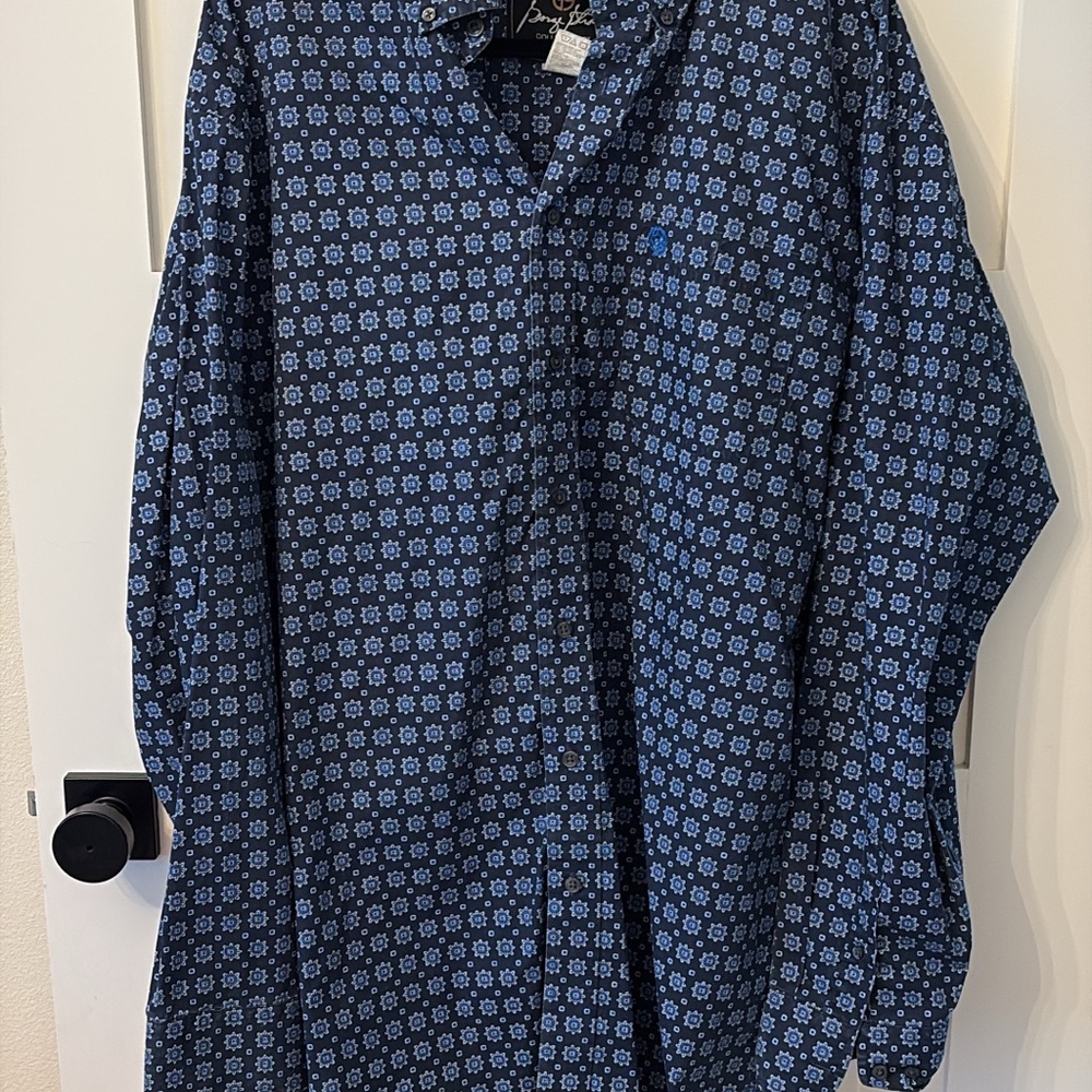Men's Blue Patterned Dress Shirt